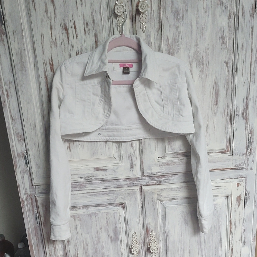 Lola White Cropped Jean Jacket